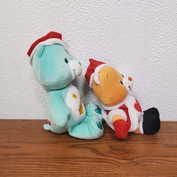 Plush Care Bears Tenderheart & Wish Singing Bear in Santa Hats Stuffed Animal - Picture 3 of 7